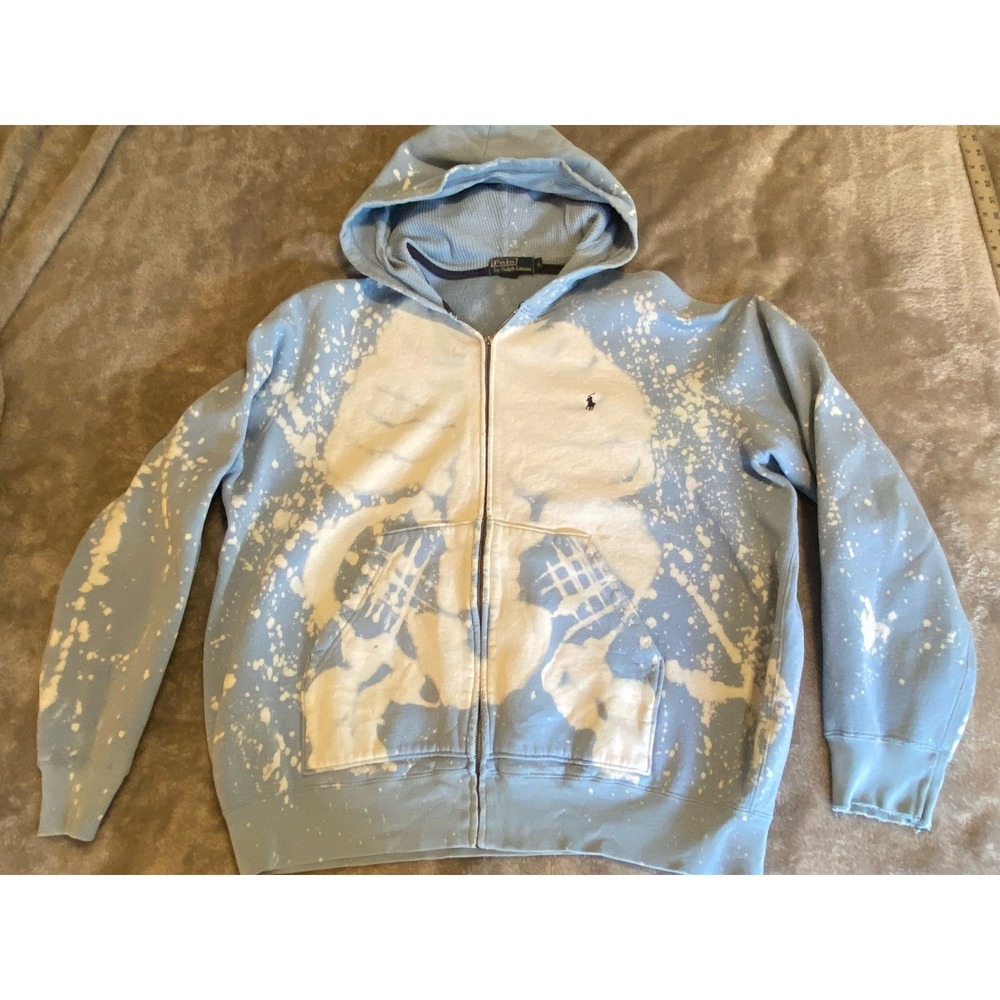 Ralph Lauren Polo Hoodie Full Zip No Pull Distressed Unisex Heart Back Y2k sku5